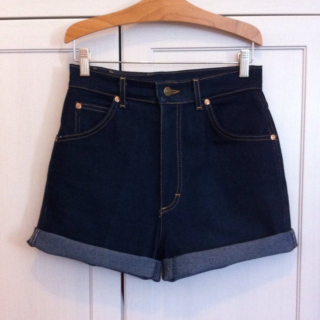 High waisted dark denim Lee cut off summer camp shorts medium 28" waist