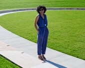 Seaport Jumpsuit in Navy Linen
