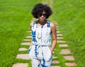 Itajime Tie Tank in Indigo