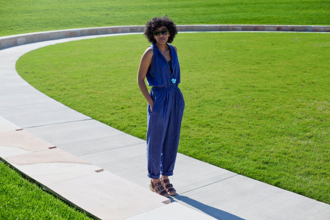 Seaport Jumpsuit in Navy Linen