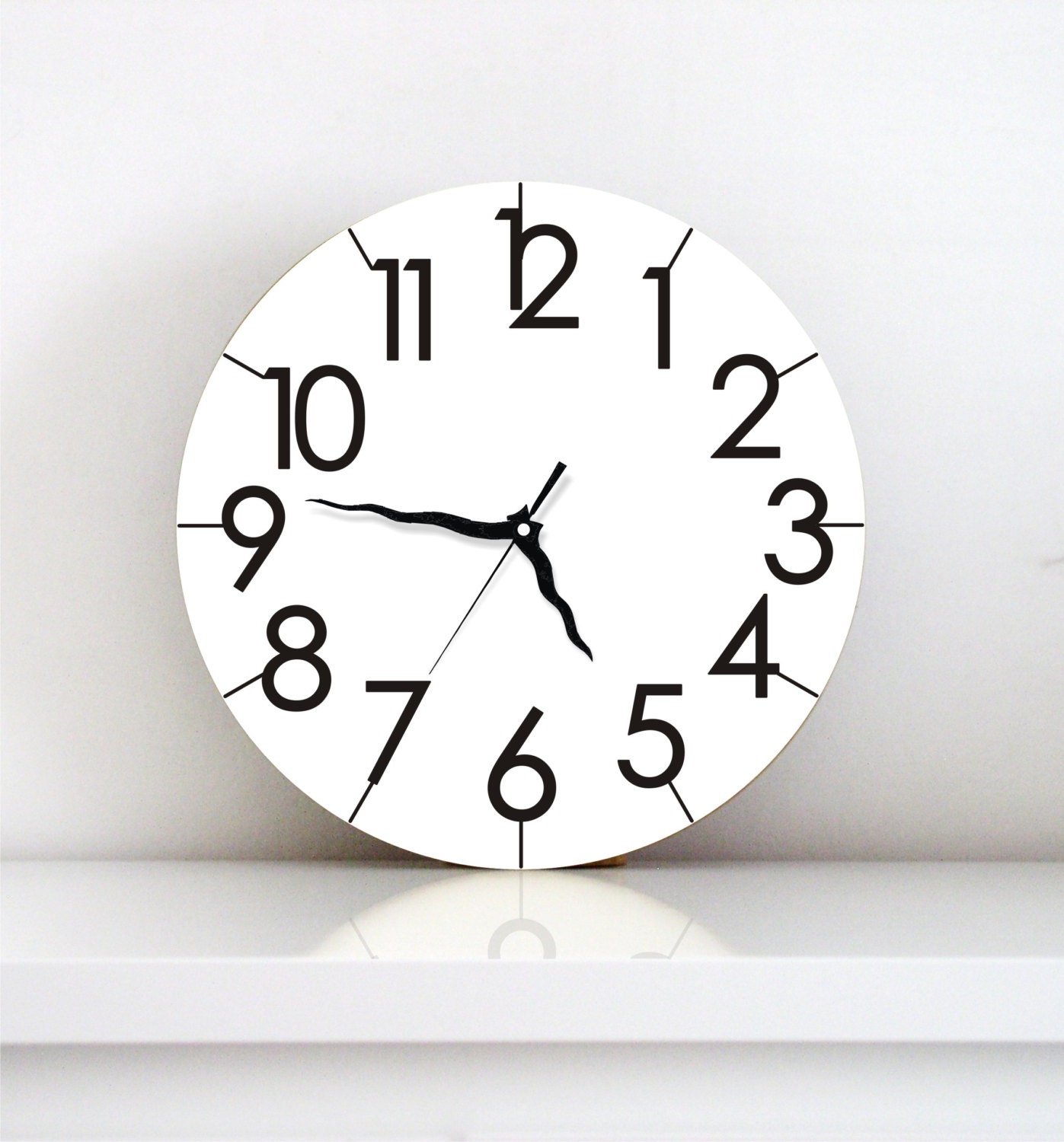 simple wall clock minimalist modern black typography digits numbers kitchen living room home office decor clock gift idea under 50