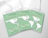 15 Custom Save The Date Wedding Luggage Tags - Wedding Love Map for Destination Wedding