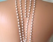 Backdrop Necklace, Wedding Necklace, Pearl Bridal Necklace, Pearl Choker, Bridal Jewelry, Sapphire Necklace, Upcycled Wedding