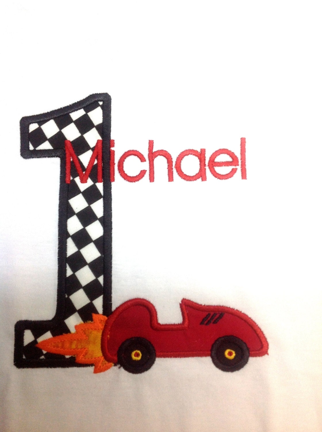 GreatStitch Flame  Race Car Birthday Boutique Style Applique