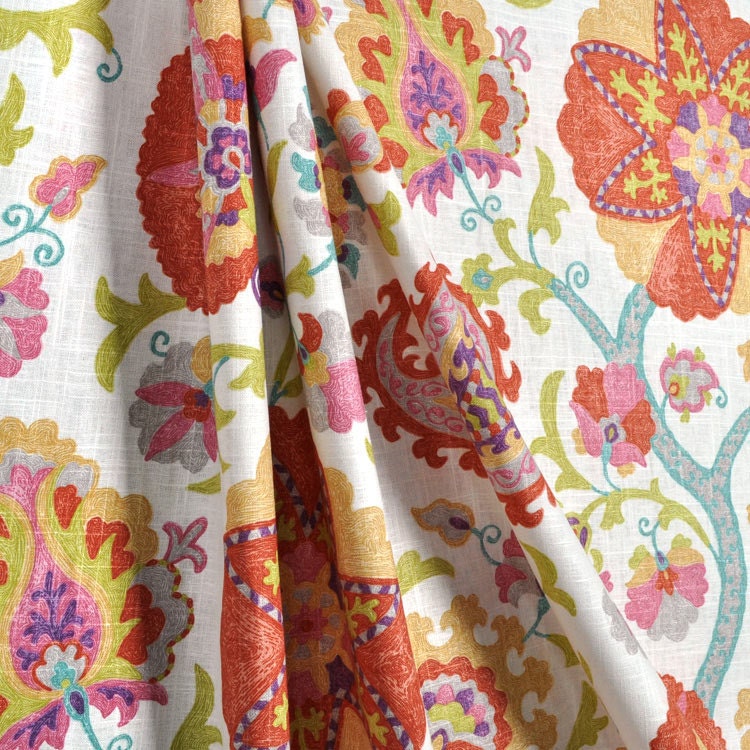 Pair of designer linen curtain panels, drapes, LINED, 50 x 90 inches, P Kaufmann Ladbroke / Cir Punch Fabric
