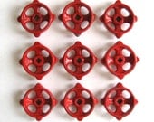 9 red vintage faucet handles, 216, petite valve handles, faucet knob, metal faucet handles, garden faucet handles, metal faucet handles