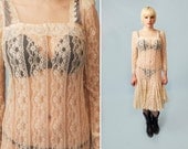 Victorian Style Vintage Lace Cream Dress/SM