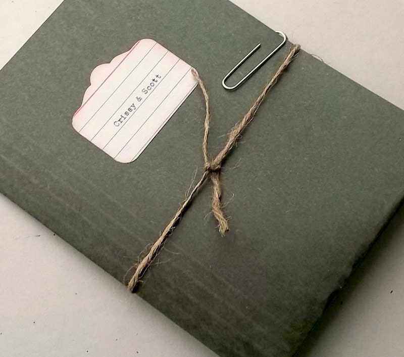 Wedding invitation suite reclaimed file folder unique, Set of 12