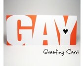 GAY Greeting Card, love, same sex, anniversary card, birthday card, wedding card, orange and white