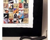 MUSIC MUSIC MUSIC, Mosaic Paper Collage, ooak accent art, music art, recycled paper, home, office or set decor