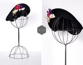 vintage 1930s hat / vintage 30s hat / 1930s tilt hat / millinery 1930s vintage hat / black hat