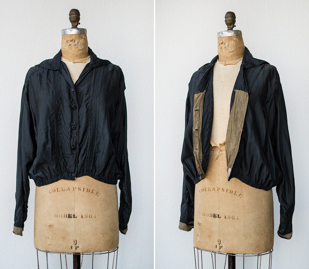 antique 1900s edwardian silk top / vintage edwardian top / 1900s silk top / Chimney Sweep Blouse