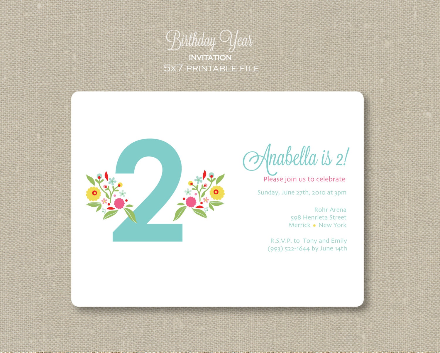Invitation - Birthday Year Floral