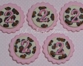 Fondant edible cupcake toppers - Leopard print monogram