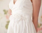 Bridal Sash, Floral, Swarovski Crystal, Chiffon Petals, Lace - Style 206