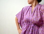 Lavender Floral Silk Kaftan -Loungewear, Silk Robe, Caftan, Spa, beachwear, make great Anniversary or Birthday gift
