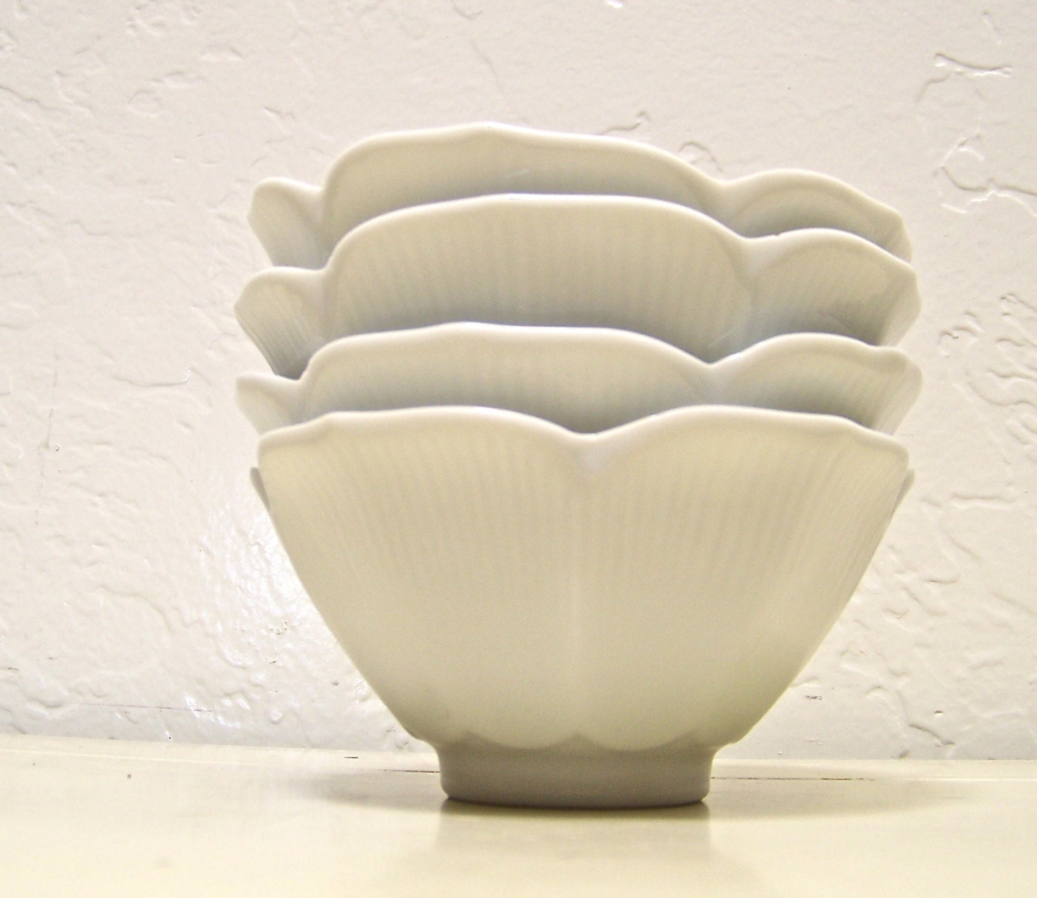 vintage white lotus bowls - set of 4