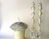 Unique Rose Candles, White & Silver - Unity Set, Eco Luxury Wedding Table Centerpiece, Gift - Custom Handmade by Marcie Forest - ForestCandleStudio Unique Rose Candles, White & Silver - Unity Set, Eco Luxury Wedding Table Centerpiece, Gift - Custom Handmade by Marcie Forest - ForestCandleStudio