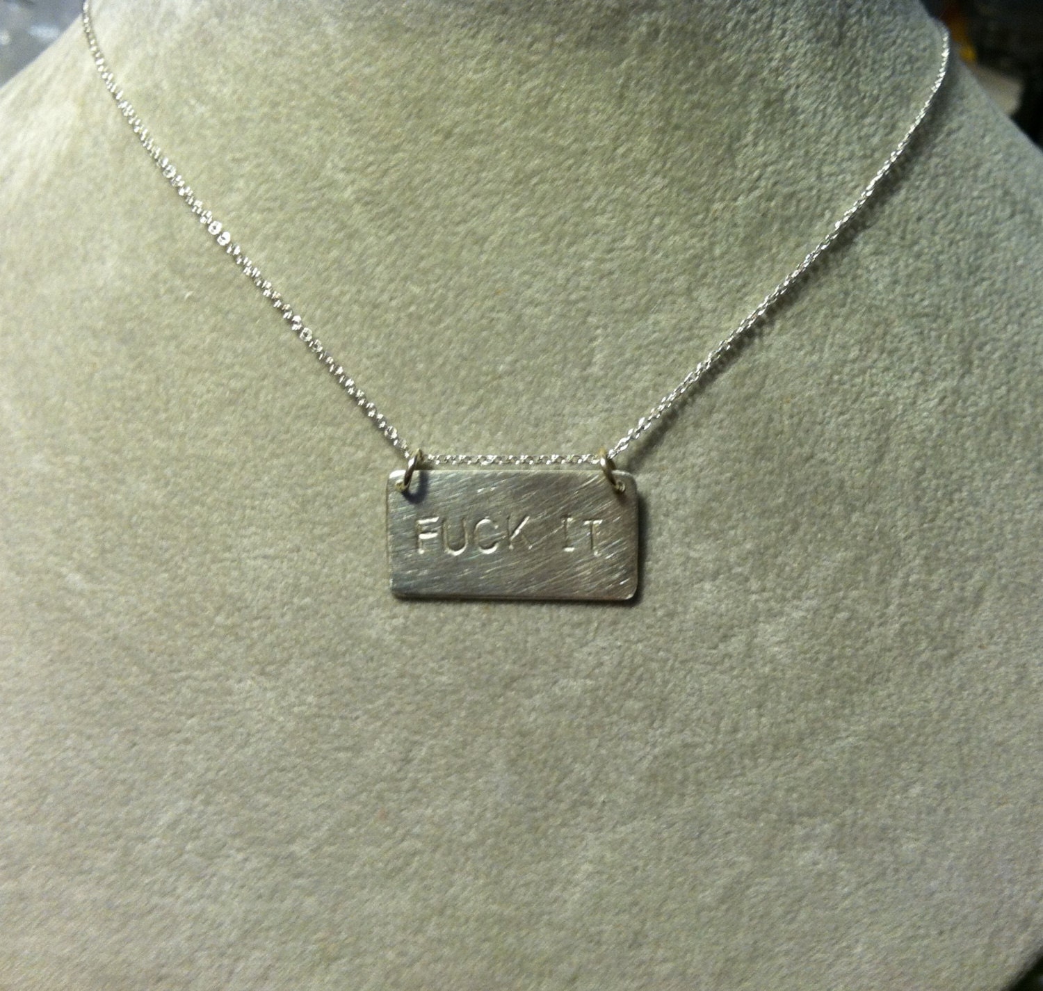 large "FUCK IT" pendant -- sterling silver