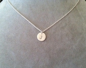 Letter / Initial Stamped Sterling Silver Necklaces -- smaller pendant  -- your choice of letter