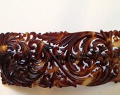 Vintage Carved Plastic Faux Tortoise Shell Barrette