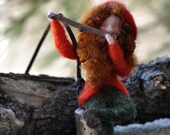 Needle Felted Wool  Lovely Musician Gnome-Soft sculpture-Waldorf inspired