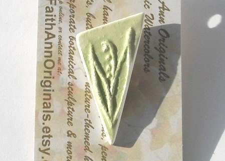 LILY of the VALLEY PIN handmade ceramic hand carved ceramic watercolor unique spring original fun new triangle design by Faith Ann Originals