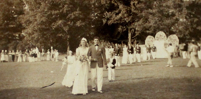 1940  Miniature Wedding Photo - Philadelphia Story - Black White - Vintage