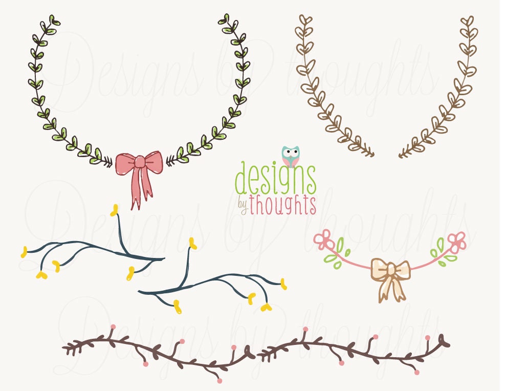 Garden Wreaths and floral borders - Digital drawing for Scrapbooking, Card Making, and all of your DIY ideas. Instant Download by Etsy