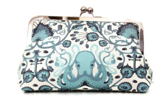 Octopus Clutch  Handmade for Bridesmaids Beach wedding clutch