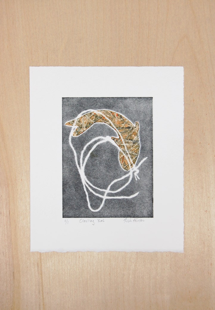Circling Koi Fish - Monoprint Art
