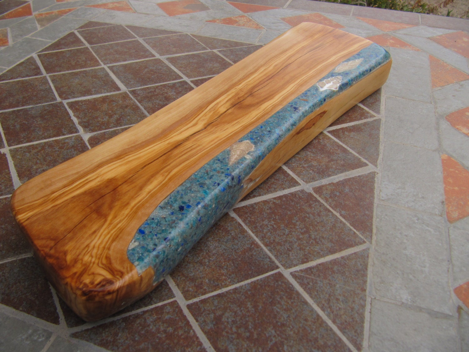3 Olive wood Cutting board/Bread board. Olive wood Sky Blue Apatite/Lapis
