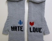 Fingerless Gloves - LOVE & HATE Knuckle Inspired Tattoo Design - Valentine - Anti Valentine - Valentines Day - Valentine's Day