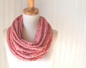 Salmon Floral Infinity Scarf - Jersey Circle Loop Tube Cowl - New Spring and Summer Fashion
