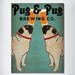 Pug & Pug Pug dog Brewing Company Beer Sign 9x12x1.5 Gallery Wrapped Canvas Wall Art - Ready-to-Hang