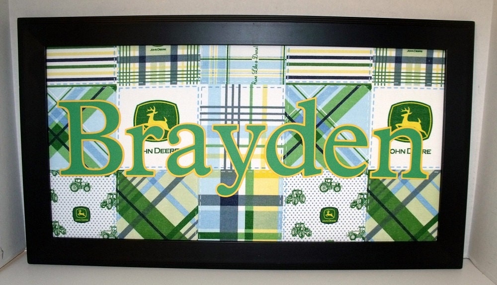 Blue John Deere Boys Decor - Personalized Name Sign - 8x20, 11x14 or 10x20 Unframed Mat (John Deere Girl Options Available too)