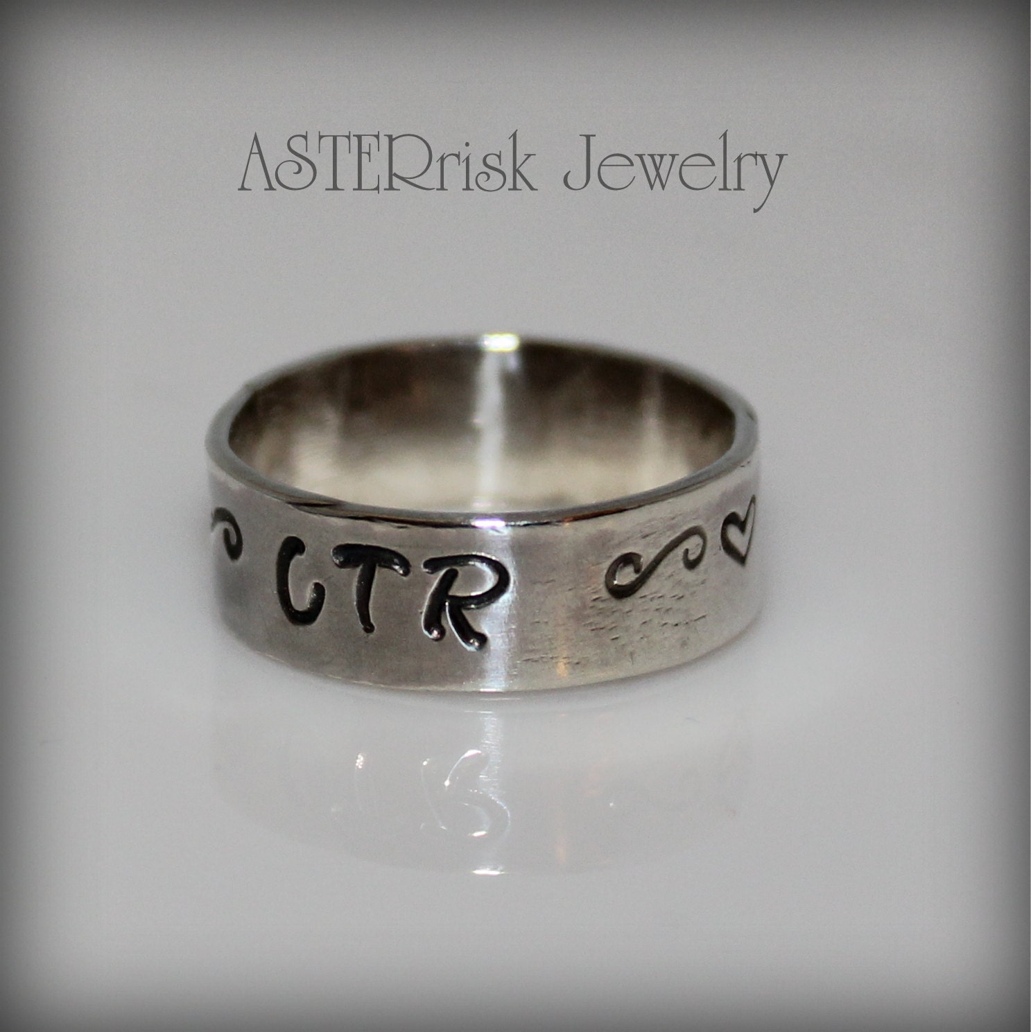 Ring - CTR Silver Hand Stamped Hearts Swirls