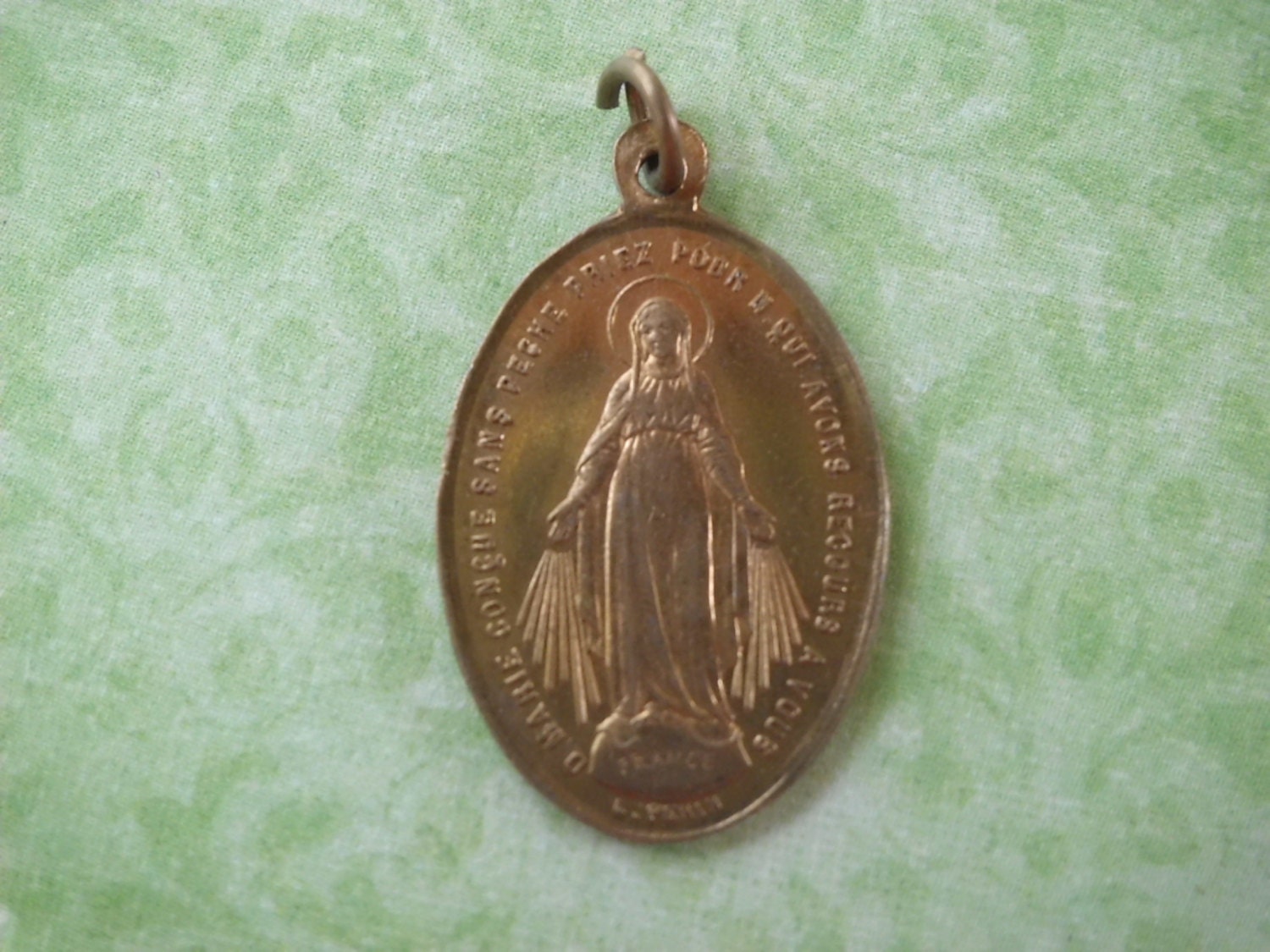 OLD Vintage FLAT Aluminum Miraculous Medal Religious Medal