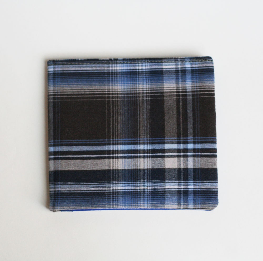 Mens wallet, Wallet, Billfold, Vintage Fabrics, Woodland Plaid, Handmade by Knotted Nest