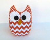 Orange Chevron Owl Plush Baby Toy Mini Pillow Softie