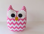 Pink Chevron Owl Plush Baby Toy Mini Pillow Softie