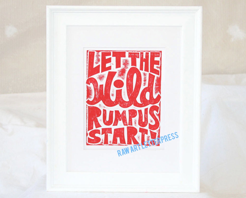 Where the Wild things Are - Let the Wild Rumpus Start  WTWTA  TYPOGRAPHY POSTER Quotes Art Print