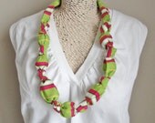 Knotted Bead Nursing or Teething Necklace in Lime Candy Stripe