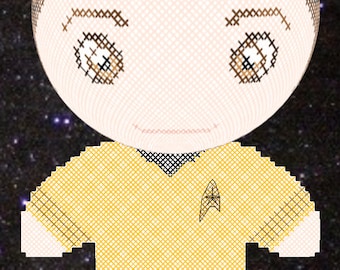Captain Kirk 3D Cross Stitch Doll and Sewing Pattern PDF