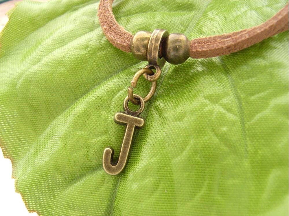 Personalised initial charm bracelet vintage bronze unisex