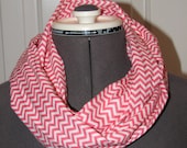 Child Teen Infinity Scarf - Pink Chevron