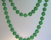 Vintage Peking Glass Long Necklace Faux Jade