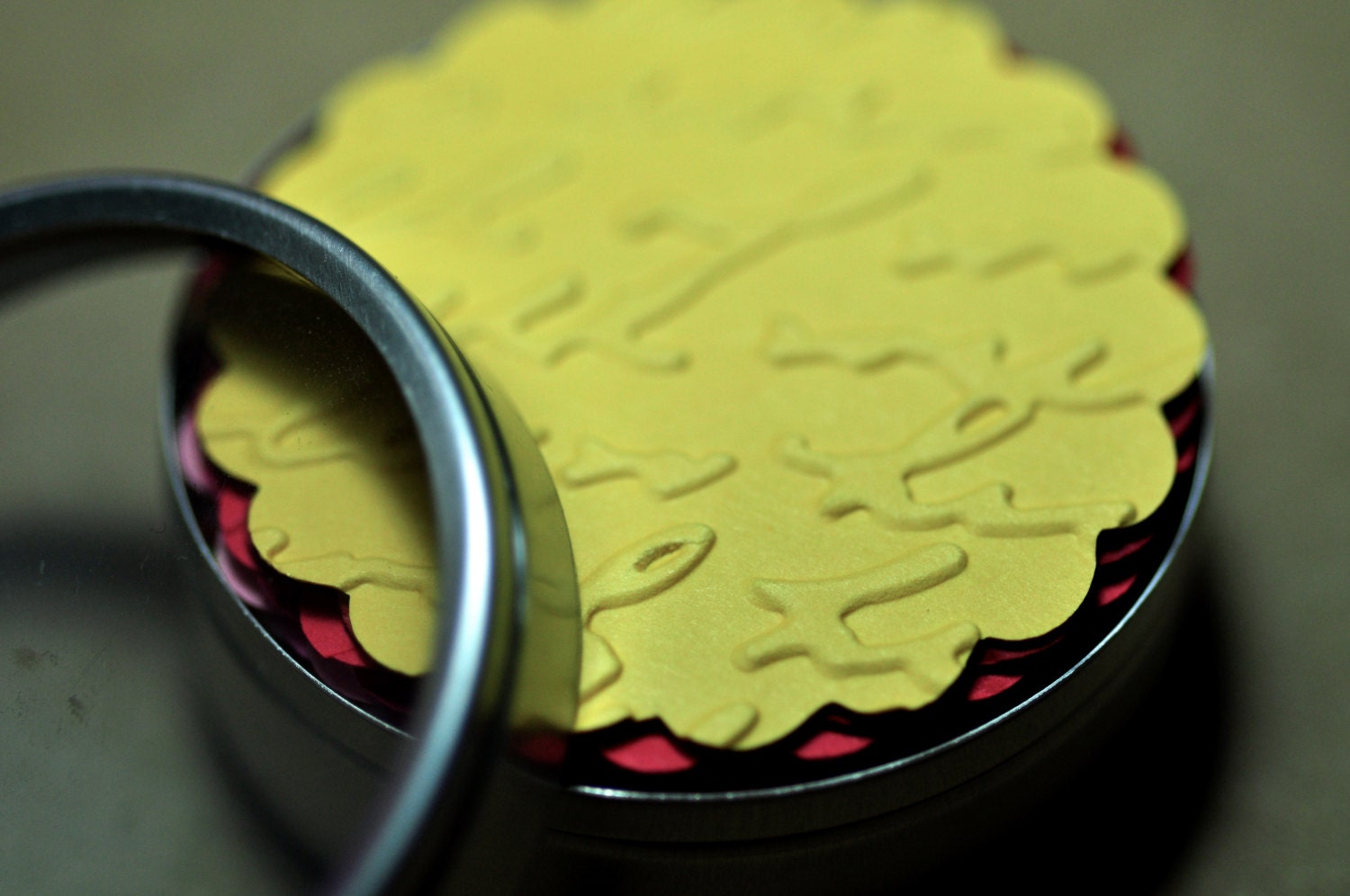 Fancy Script - Embossed Scallop Circles - 24 Different Colors