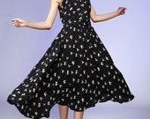 Black cotton print  maxi dress  (531)