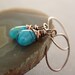 Dangle copper earrings with Tropical ocean blue glass teardrops